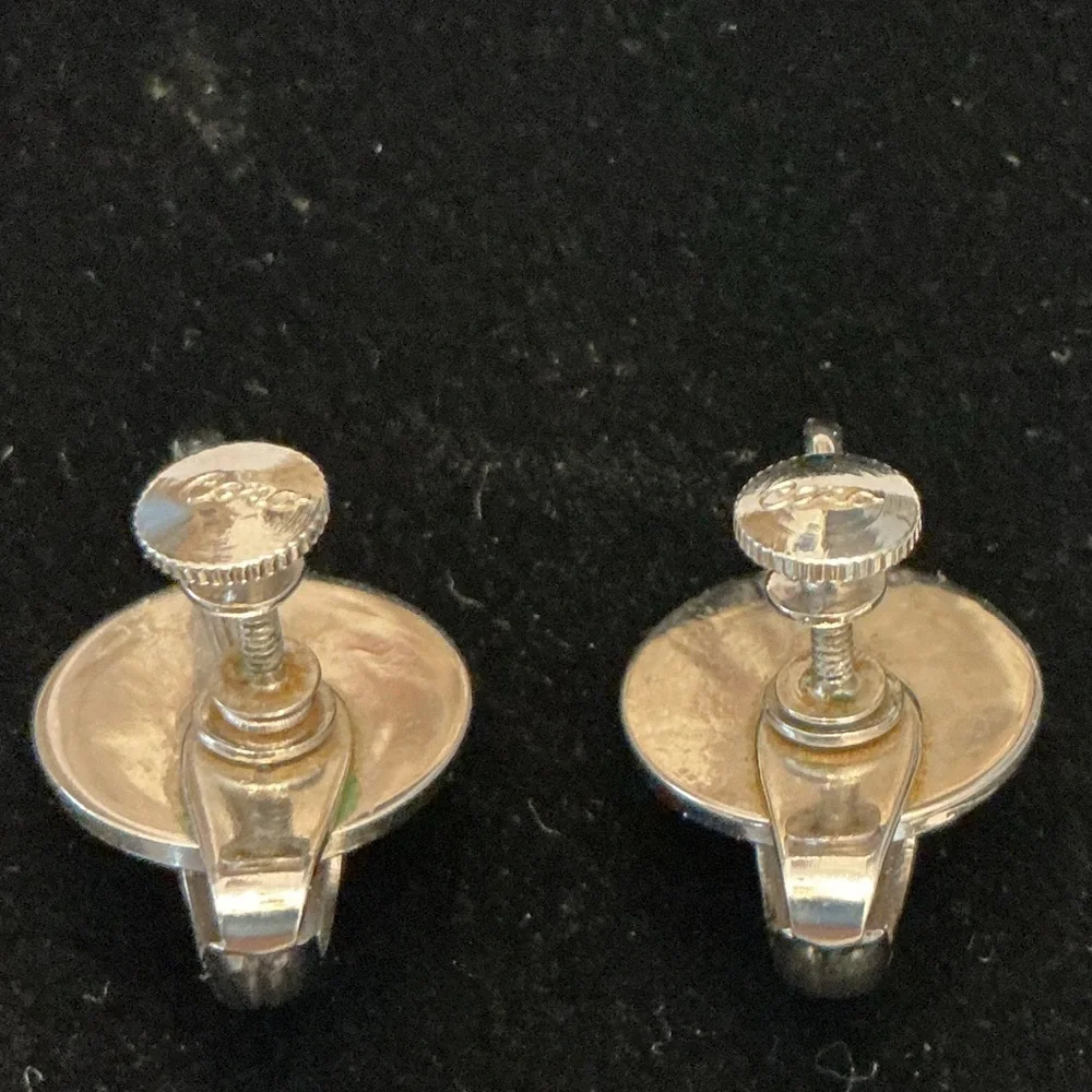 Coro Ribbon Silver Tone Screw-On Earrings